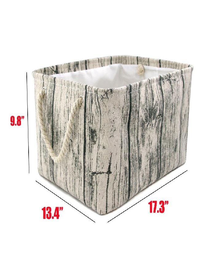 Jacone Stylish Tree Stump Design Wood Grain Rectangular Storage Basket Washable Cotton Fabric Nursery Hamper with Rope Handles, Decorative and Convenient for Kids Rooms (X-Large) - Image 2