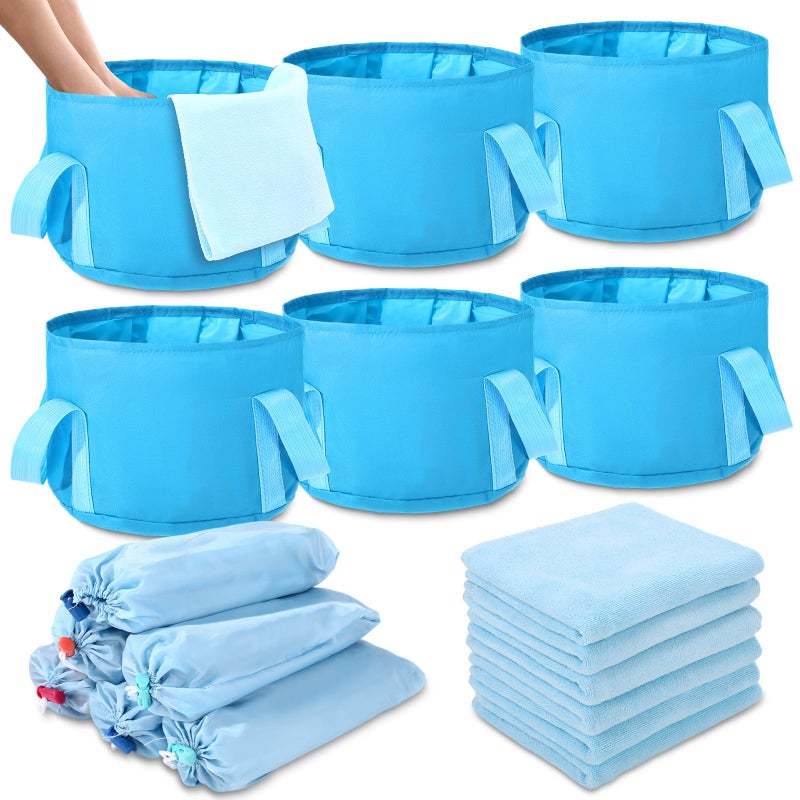 FillTouch 12 Pcs 15L Foldable Foot Soaking Tub Kit Portable Foot Bath Tub Foldable Foot Basin Bath Foot Tub for Soaking Feet with Towel and Storage Bag Soak Spa Bucket for Travel Camping(Rose Red) - Image 1