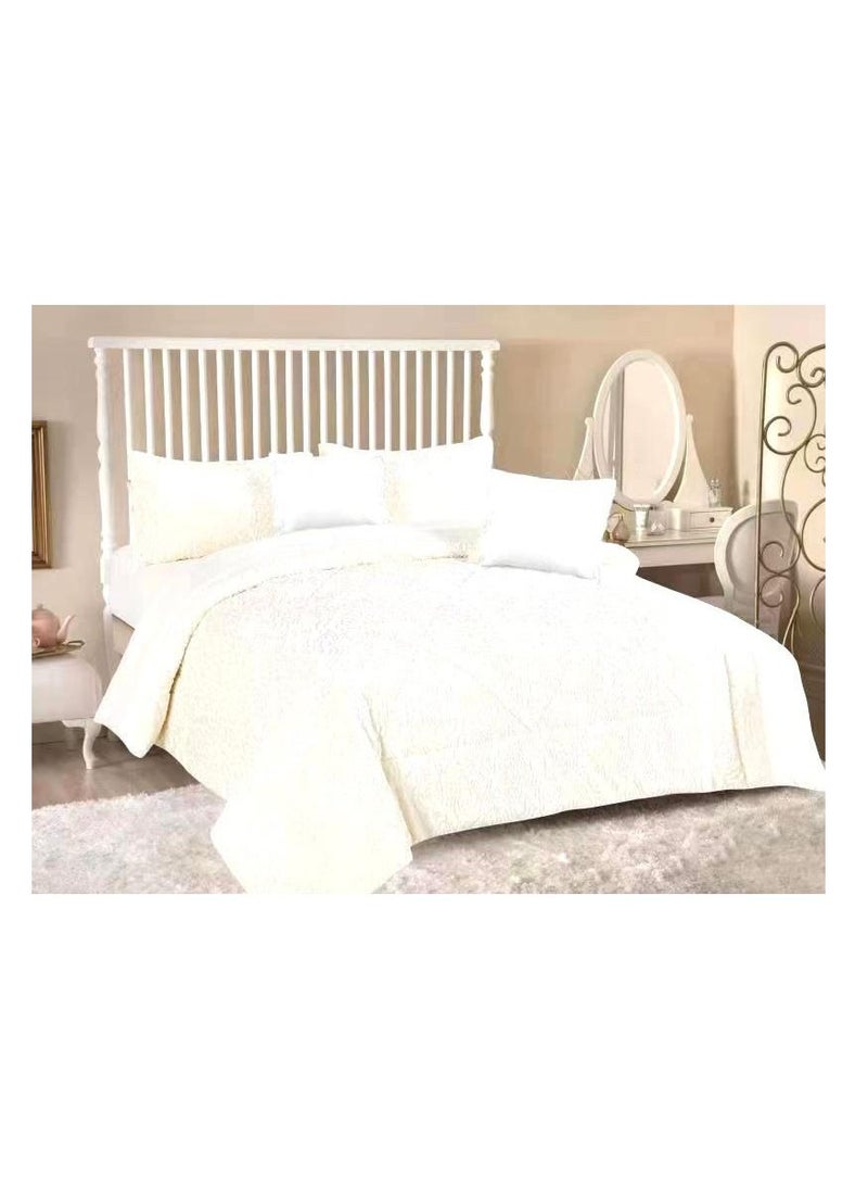 New Season Special Production comforters set velvet Satin Fabric Fiber Filled Duvet Bedspread 6pcs Set-White 