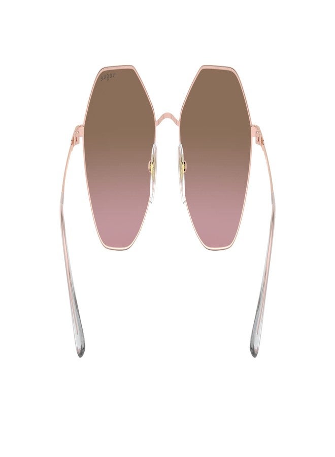 Vogue Eyewear Woman Sunglasses Rose Gold Frame, Pink Gradient Brown Lenses, 54MM - Image 4