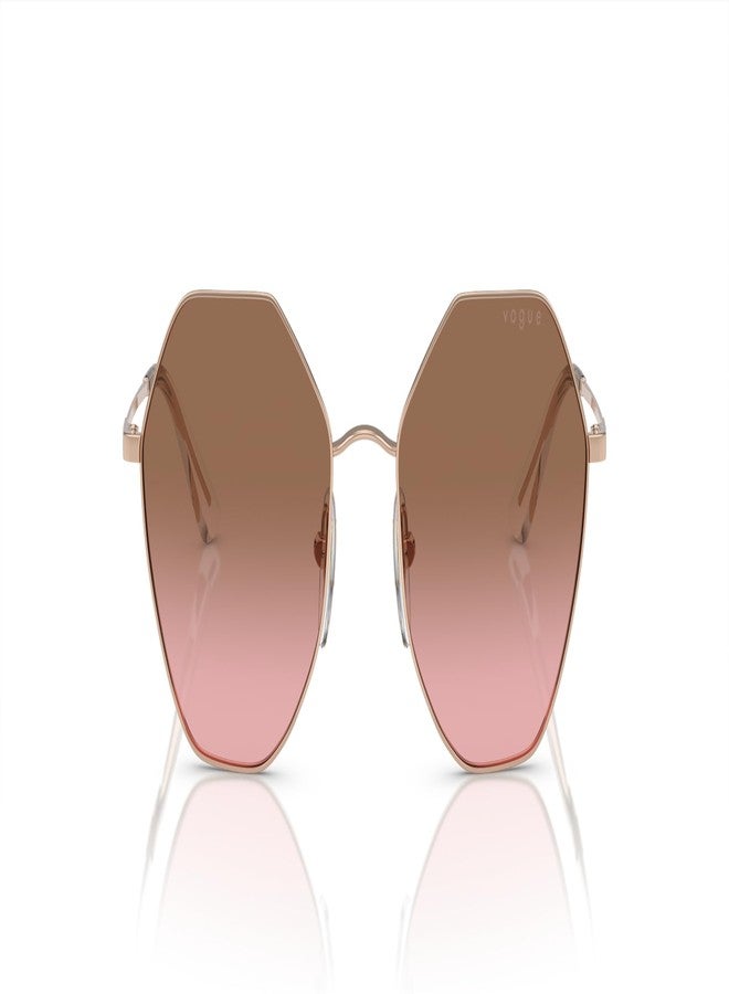 Vogue Eyewear Woman Sunglasses Rose Gold Frame, Pink Gradient Brown Lenses, 54MM - Image 3