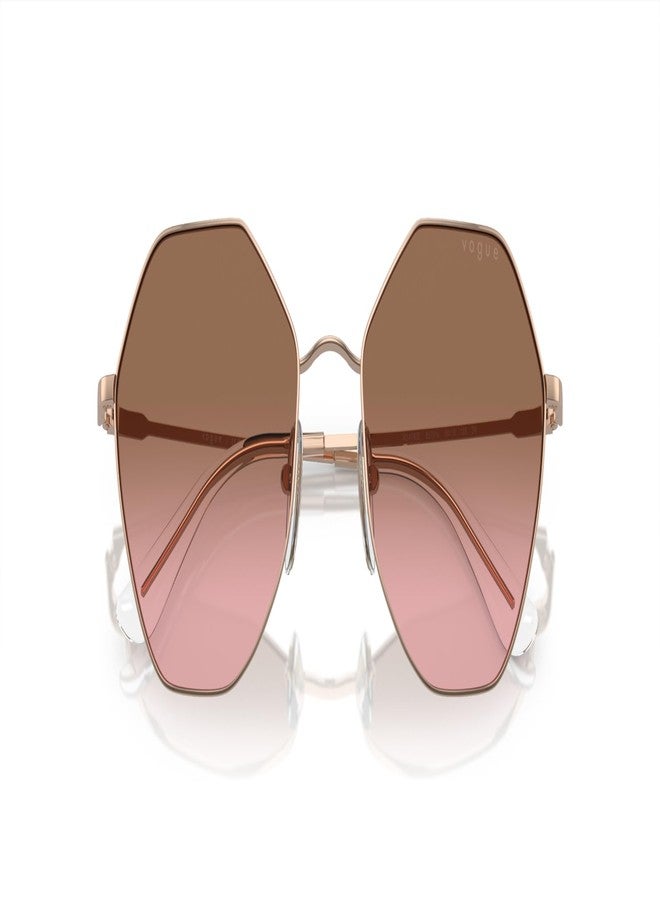 Vogue Eyewear Woman Sunglasses Rose Gold Frame, Pink Gradient Brown Lenses, 54MM - Image 5