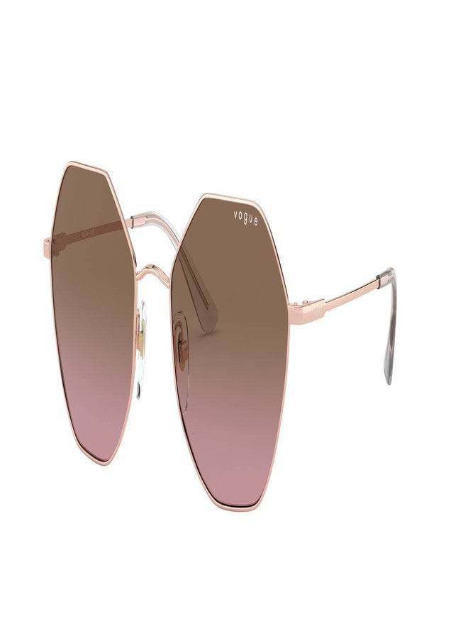 Vogue Eyewear Woman Sunglasses Rose Gold Frame, Pink Gradient Brown Lenses, 54MM - Image 1