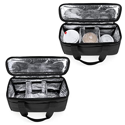 Trunab Reusable 3 Cups Drink Carrier for Delivery with Adjustable Dividers, Insulated Drink Caddy Holder Bag for Take Out, Beverages Carrier Tote with Handle for Outdoors, Patented Design, Black - Image 2