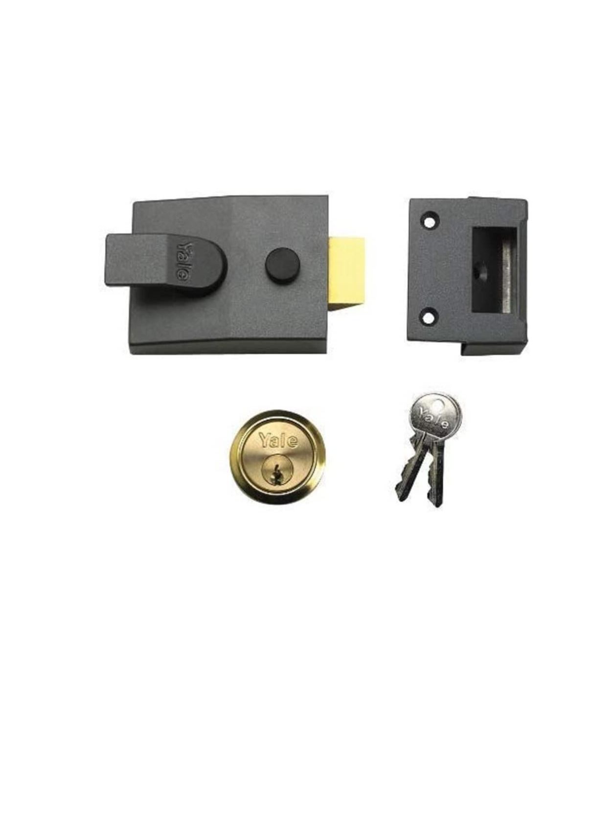 Yale B-85-DMG-PB-40 Deadlocking Nightlatch, High Security with Automatic Deadlock, Dark Metallic Finish/Brass Cylinder, 40 mm Backset