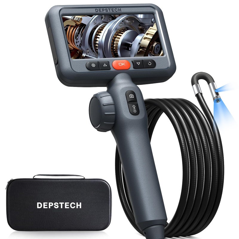 DEPSTECH Articulating Borescope Camera with Light Dual Lens Industrial Endoscope with 45 Screen 5FT Snake Cable Video Inspection Scope Camera Automotive Tool for Wall Pipe Mechanic - Image 2