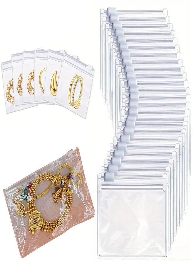 Timatim Pack of 24 Multipurpose Storage Pouch for Jewellery Storage Pouch, Makeup, Travel Accessories Zip Lock Organizer for Cosmetics and Stationery, Clear & Transparent (XS(3x3 in)) - Image 1
