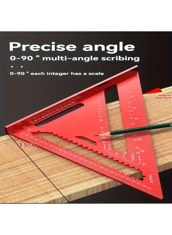 Black Aluminum Protractor 7 12 Inch Triangle Woodworking Ruler Serrated Edge - Image 3