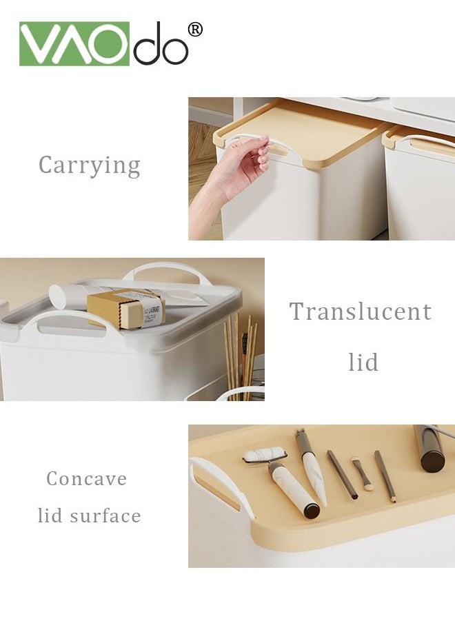 VAOdo 3PCS Household Storage Box with Handle and Lid Portable Clothes Sundries Plastic Storage Box  - Image 5