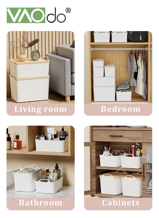 VAOdo 3PCS Household Storage Box with Handle and Lid Portable Clothes Sundries Plastic Storage Box  - Image 4