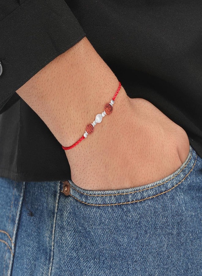 ZAVYA 925 Sterling Silver Rudraksh Freshwater Pearl Rhodium Plating Silver Rakhi | Rakhi for Brother- Rakshabandhan | Gift for Men & Boys |With Certificate of Authenticity and 925 Hallmark - Image 4