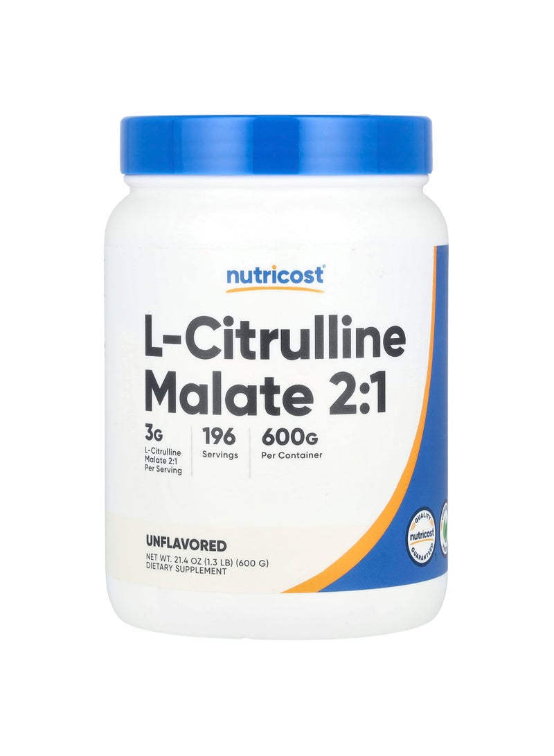 Nutricost L-Citrulline Malate 2:1, Unflavored, 21.4 oz (600 g)