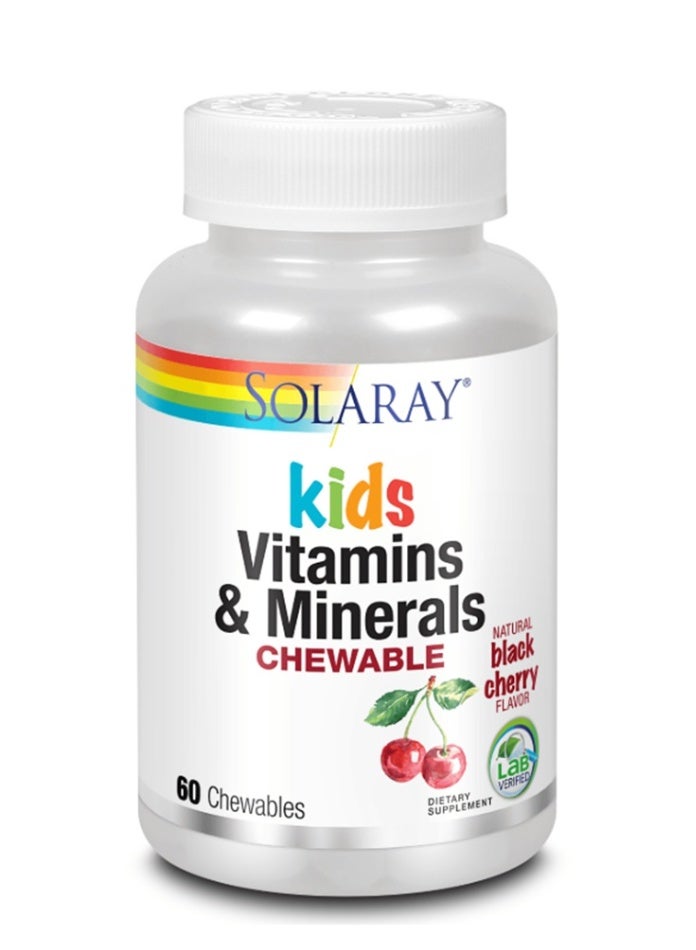 Solaray Kids Children's Vitamins & Minerals 60 Black Cherry Chewable Tablets - Image 1