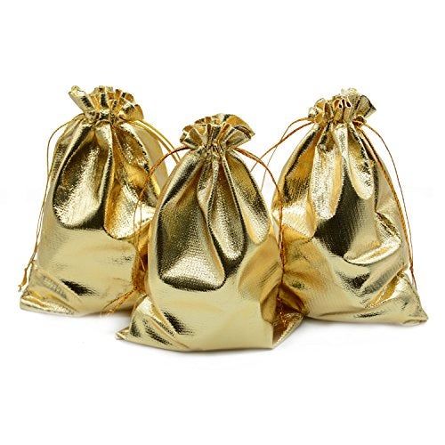BEAVOING Pack of 100 4x 6 Heavy Duty Gold Drawstring Organza Jewelry Pouches Wedding Party Christmas Favor Gift Candy Chocolate Bags - Image 2