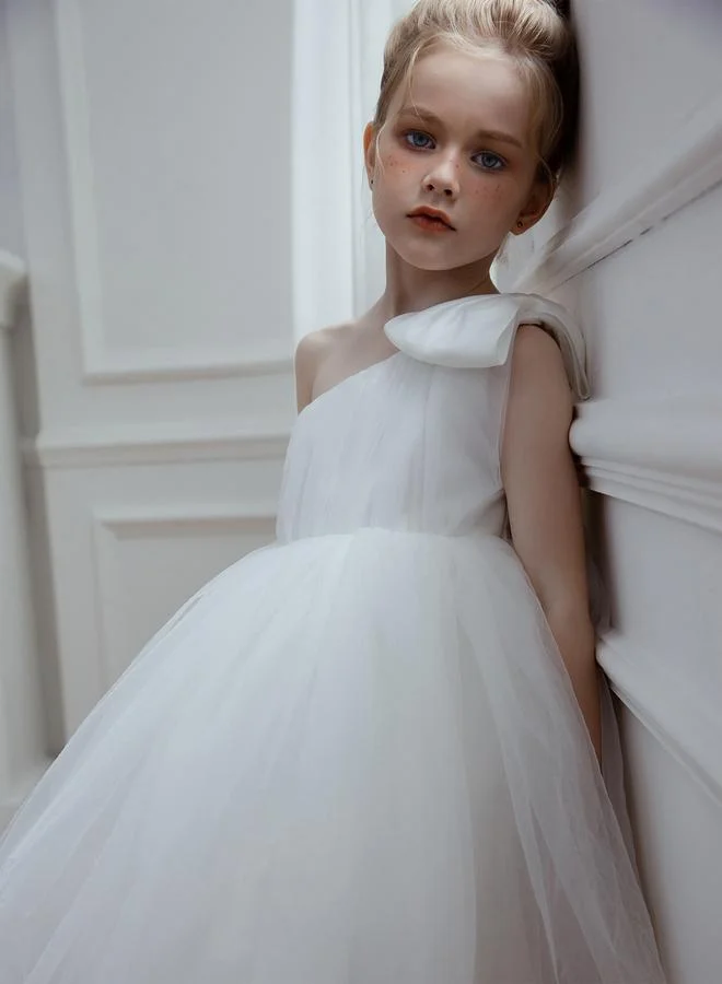 Take Two  Girls One Shoulder Bow Detail Mesh Party Dress for Women | Best Price UAE