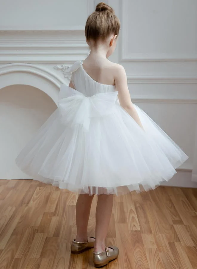 Take Two  Girls One Shoulder Bow Detail Mesh Party Dress for Women | Best Price UAE