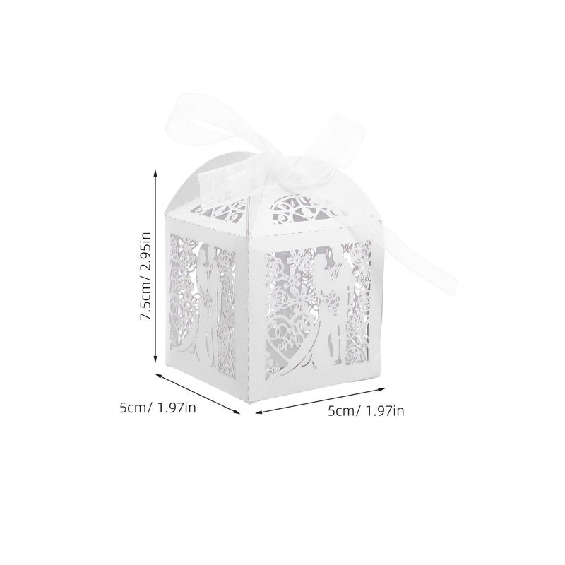 50pcs White Hollow Out European Style Wedding Favor Boxes Paper Candy Boxes For Bridal Party Bride Groom Theme Treat Packaging - Image 2