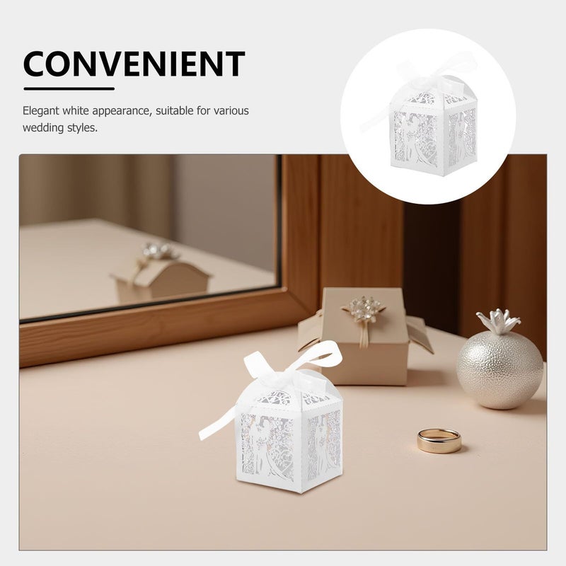 50pcs White Hollow Out European Style Wedding Favor Boxes Paper Candy Boxes For Bridal Party Bride Groom Theme Treat Packaging - Image 3