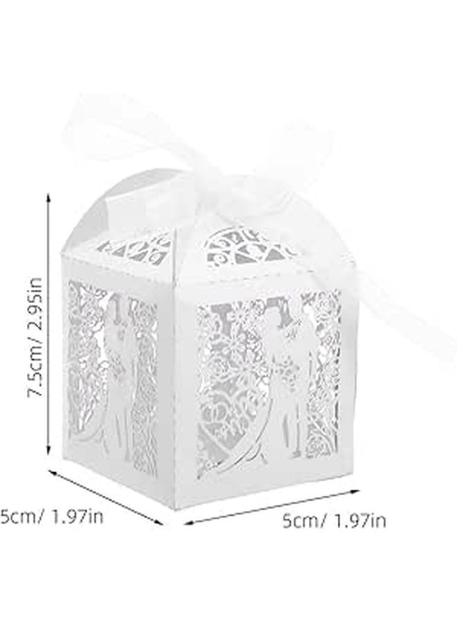 50pcs White Hollow Out European Style Wedding Favor Boxes Paper Candy Boxes For Bridal Party Bride Groom Theme Treat Packaging - Image 1