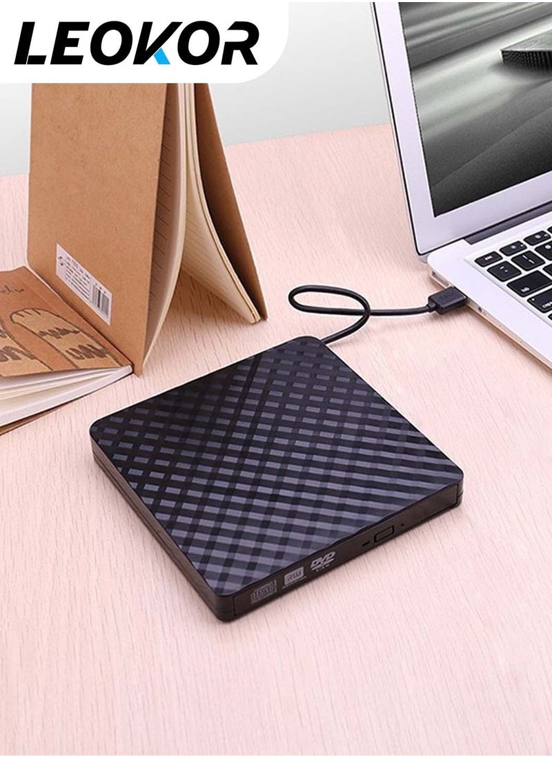 LEOKOR - External DVD Drive,USB 3.0 CD/DVD +/-RW Drive Portable,CD DVD Player Burner Reader Writer,Slim Optical CD ROM Drive,for Laptop Desktop PC Windows 10/8/7/XP/Linux/Vista(Black) - Image 1