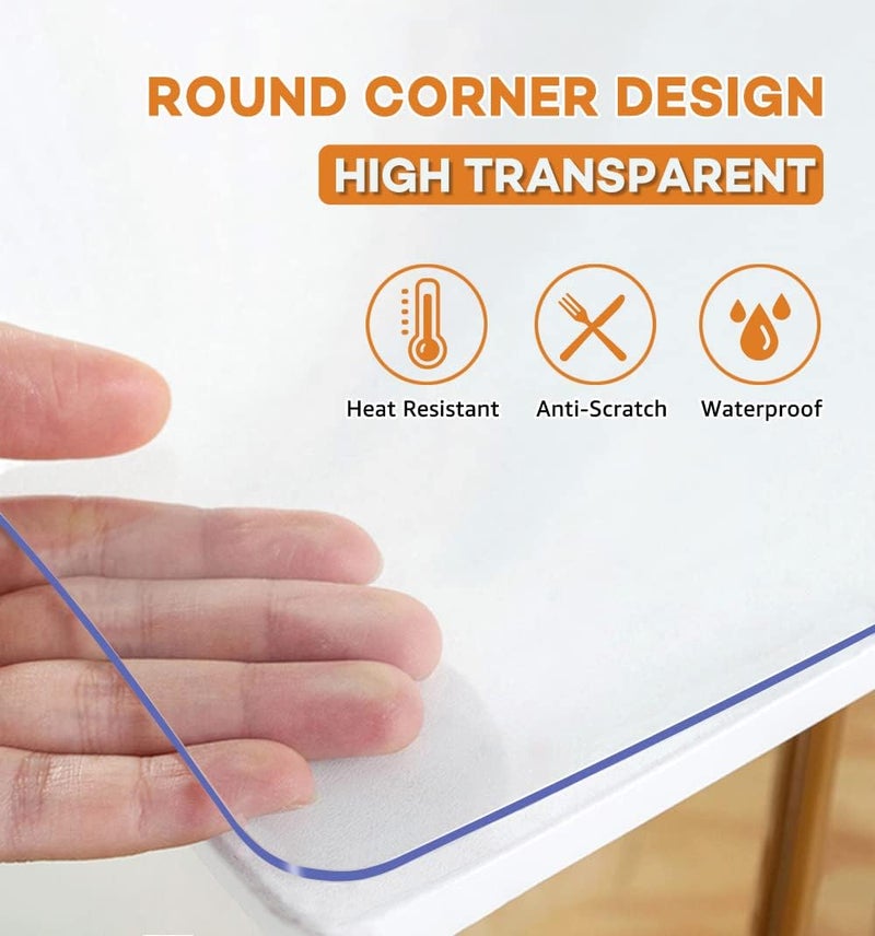 Popoto 12x36 Inch Clear Vinyl Blotter Mat Table Protector Cover Plastic Tablecloth Easy Clean Heat Resistant Desk Pad Protection Wood Furniture Office Writing Desk Dining Kitchen Coffee Tabletop Countertop - Image 2