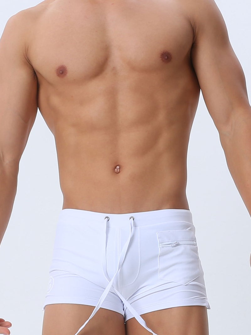 UXH foreign trade explosions and men''s front horizontal pocket boxer swimming trunks simple fashion tether four corner swimming trunks men - Image 4