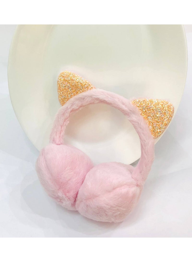 دفاية أذن شتوية لطيفة بشكل أذن قطة / باللون الوردي - Image 2