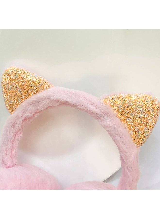 دفاية أذن شتوية لطيفة بشكل أذن قطة / باللون الوردي - Image 3