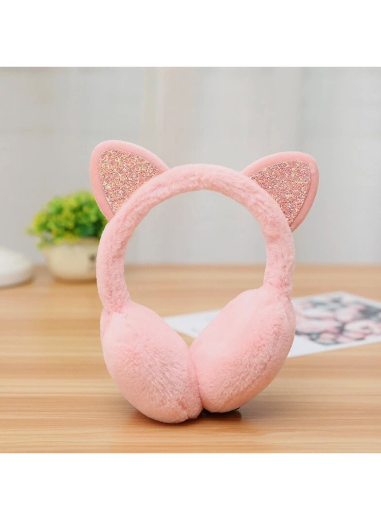 دفاية أذن شتوية لطيفة بشكل أذن قطة / باللون الوردي - Image 5
