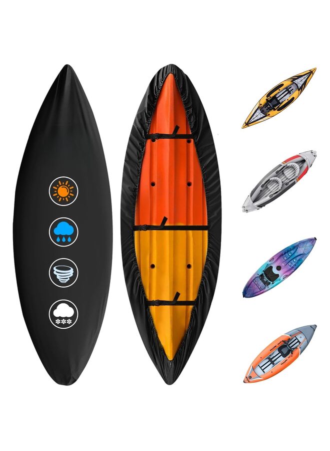 يُسلِّم غطاء كاياك - غطاء زورق كاياك للتخزين الخارجي، متين ومقاوم للماء، ومقاوم للبهتان، ملحق كاياك للزورق، ولوح التجديف، ولوح التجديف، وقارب الكاياك (4 أمتار) - Image 1