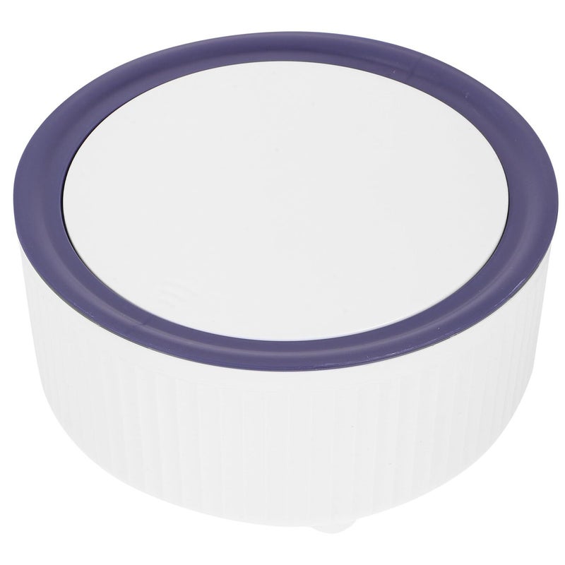 Blue White Plastic Desktop Press Lid Trash Can Compact Garbage Bin For Office Car Home - Image 2