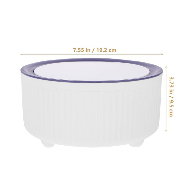 Blue White Plastic Desktop Press Lid Trash Can Compact Garbage Bin For Office Car Home - Image 3