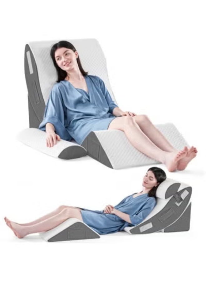 MIGA 4PCS Orthopedic Bed Wedge Pillow Set for S leeping, Post Surgery Foam Pillow for Body, Back and Leg Pain Relief, Triangle Adjustable Support Pillow - Acid Reflux, Anti Snoring & GERD Sleeping - Image 1