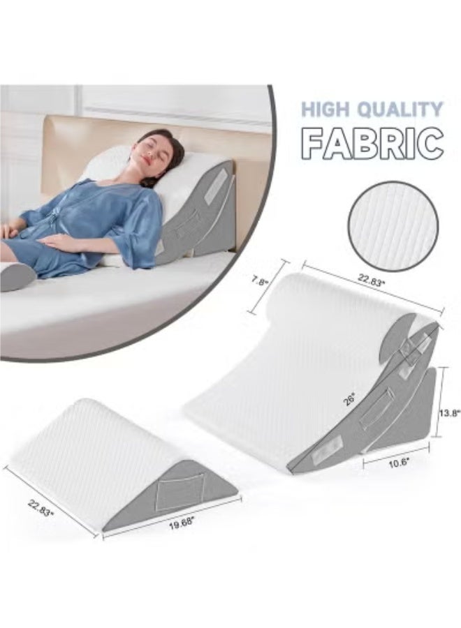 MIGA 4PCS Orthopedic Bed Wedge Pillow Set for S leeping, Post Surgery Foam Pillow for Body, Back and Leg Pain Relief, Triangle Adjustable Support Pillow - Acid Reflux, Anti Snoring & GERD Sleeping - Image 4