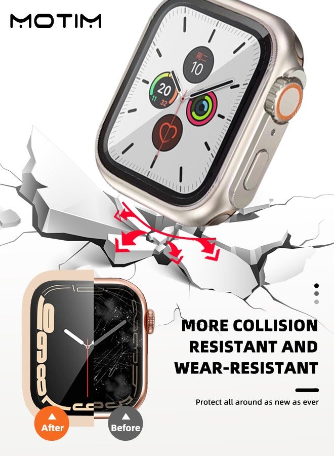 Motim 2 Pcs Apple Watch Series 9/8/7/6/5/4/SE 2, 44mm Case with Tempered Film Screen Protector, Waterproof Full Protective Hard PC Bumper Cover, 44mm - Image 2