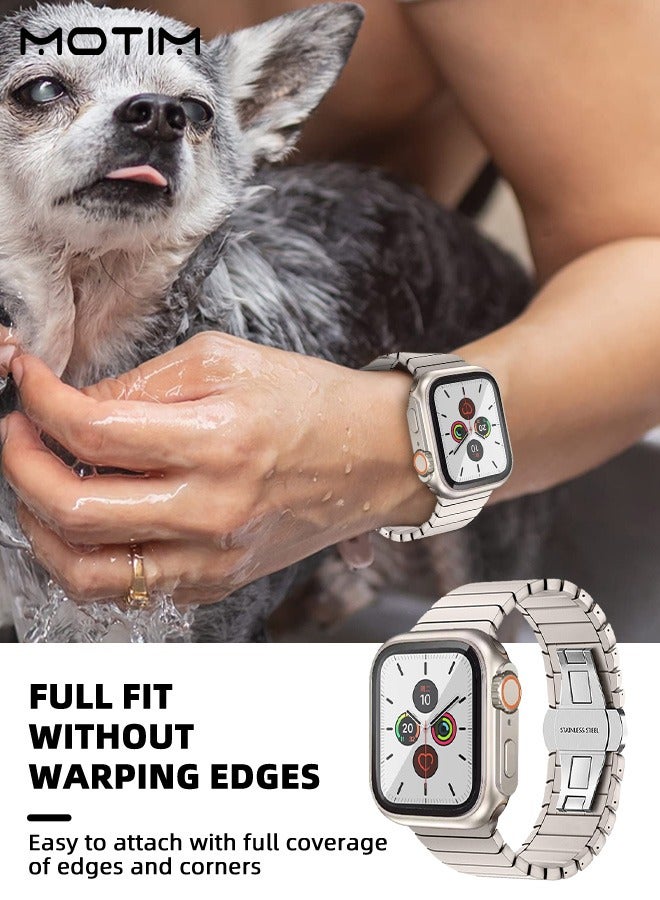 Motim 2 Pcs Apple Watch Series 9/8/7/6/5/4/SE 2, 44mm Case with Tempered Film Screen Protector, Waterproof Full Protective Hard PC Bumper Cover, 44mm - Image 5