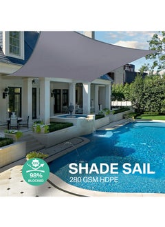 TAPIT 3mx4m UV Resistant Sunshade Sail for Garden Swimming Pool, Outdoor Waterproof Sun Shade Sails Canopy, Rectangular Sunscreen Canopy for Patio Lawn (Grey)  - Image 2