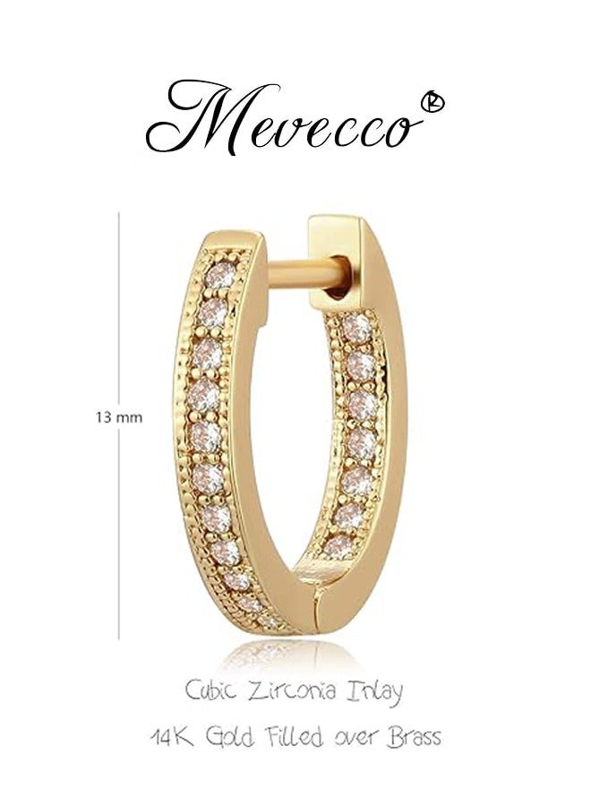 Mevecco Women Huggie Hoop Earrings Gold Ear Stud Cuff 14K Gold Filled Small Boho Beach Simple Delicate Handmade Hypoallergenic Jewelry Gift - Image 4