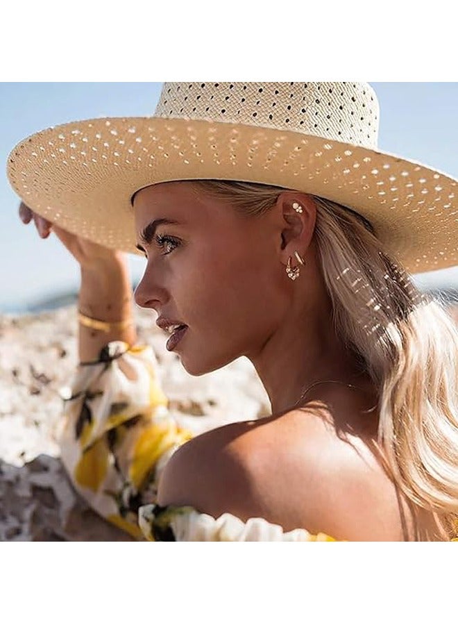 Mevecco Women Huggie Hoop Earrings Gold Ear Stud Cuff 14K Gold Filled Small Boho Beach Simple Delicate Handmade Hypoallergenic Jewelry Gift - Image 2