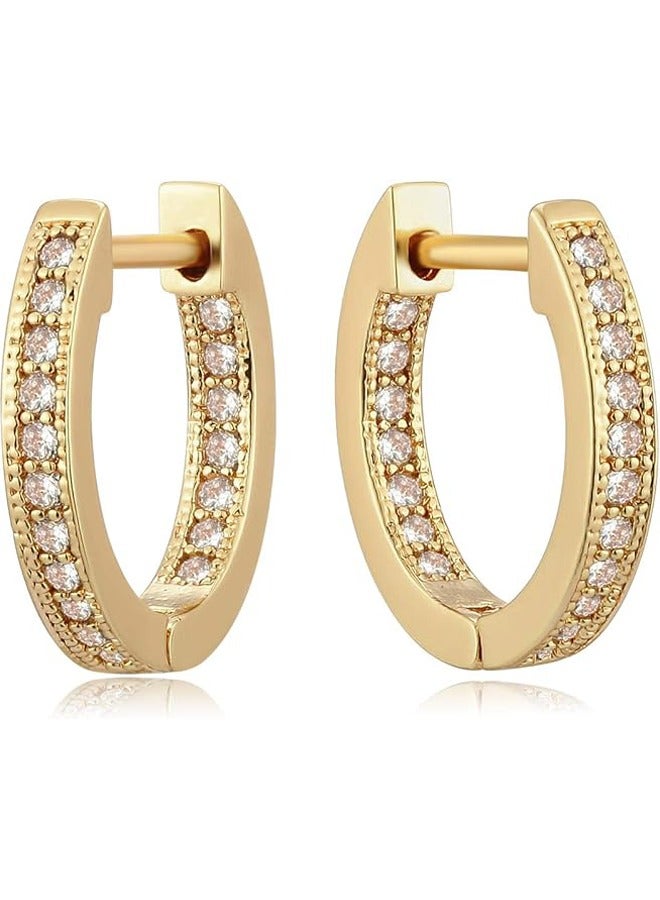 Mevecco Women Huggie Hoop Earrings Gold Ear Stud Cuff 14K Gold Filled Small Boho Beach Simple Delicate Handmade Hypoallergenic Jewelry Gift - Image 1