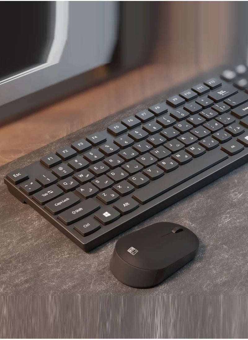 HEATZ Premium Wireless Keyboard and Mouse, Anti-Fade & Spill-Resistant Keys,1600 DPI Mouse, English, Arabic|  ZK15 BLACK  - Image 4
