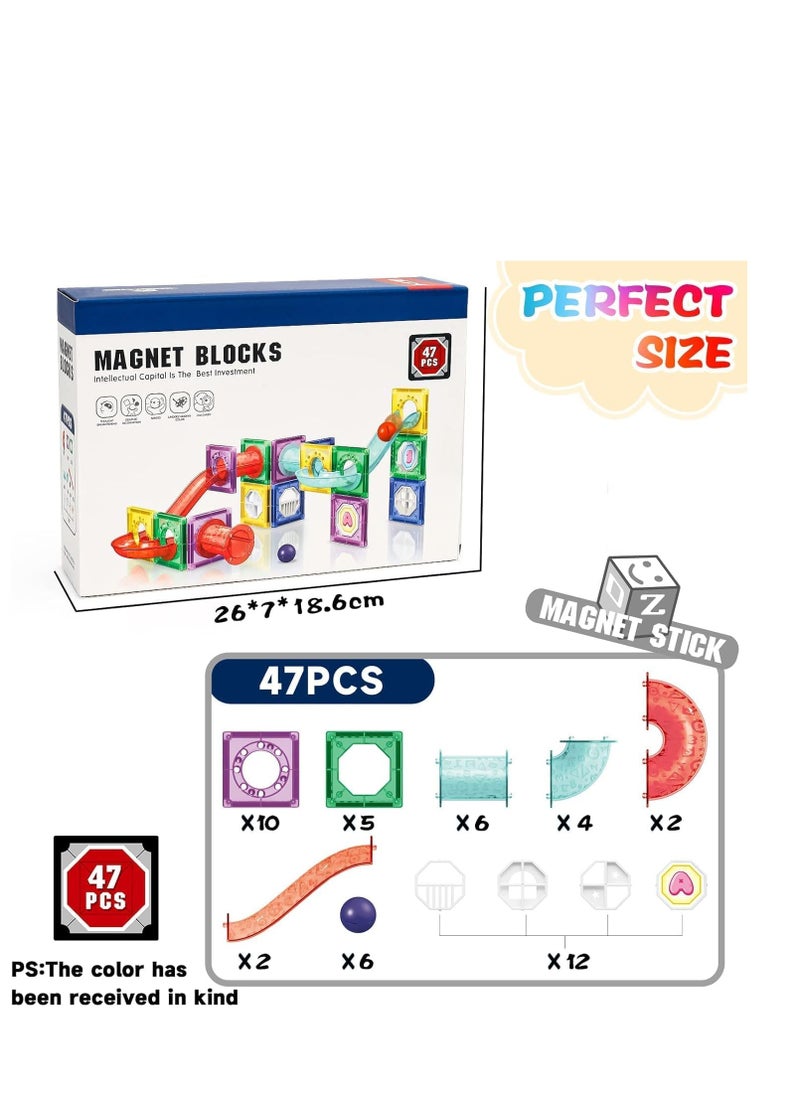 BAYBEE Baybee 47 Pcs 3D Magnetic Tiles Set Toys for Kids toddlers 3+, Building Blocks Construction, Magnitiles, Preschool Sensory Learning Toys, Enlighten Creativity Early, Birthday Gifts for Boys & Girls  - Image 3