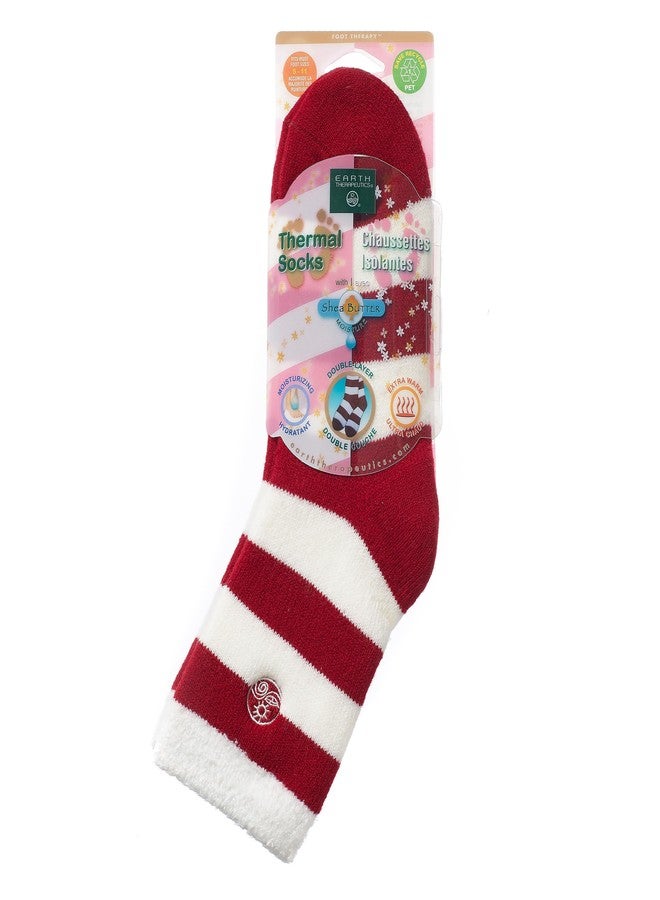 Earth Therapeutics Thermal Double Layer Socks - Red Candy Stripe - Image 1