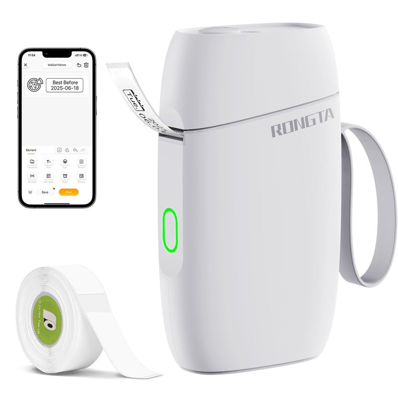 Rongta Label Maker Machine with Tape, Bluetooth Label Printer, Wireless Mini Label Makers with Multiple Templates for Organizing School Office Home, (White) - Image 1