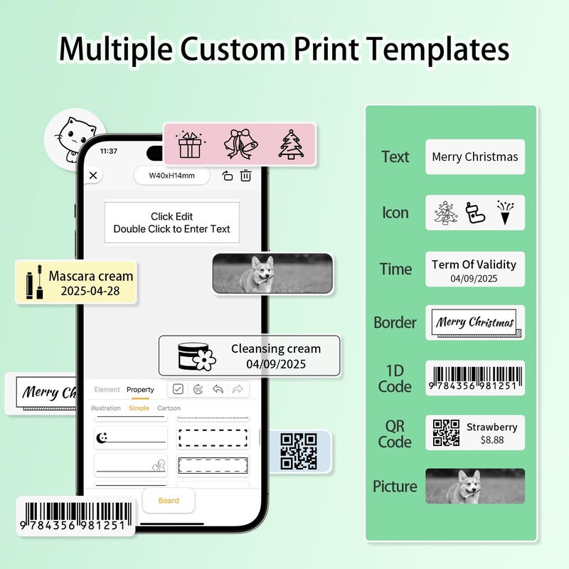 Rongta Label Maker Machine with Tape, Bluetooth Label Printer, Wireless Mini Label Makers with Multiple Templates for Organizing School Office Home, (White) - Image 3