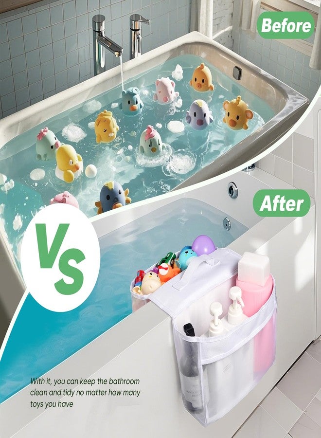 DragoBud Baby Mesh Bath Toy Organizer Saddle Shape 2 Compartments Bath Toy Storage Quick Access Bath Toy Holder for Bathtub,Suitable for Drying Toys and Storage,Bath Tub Caddy Tray - Image 4