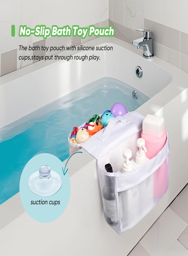 DragoBud Baby Mesh Bath Toy Organizer Saddle Shape 2 Compartments Bath Toy Storage Quick Access Bath Toy Holder for Bathtub,Suitable for Drying Toys and Storage,Bath Tub Caddy Tray - Image 3