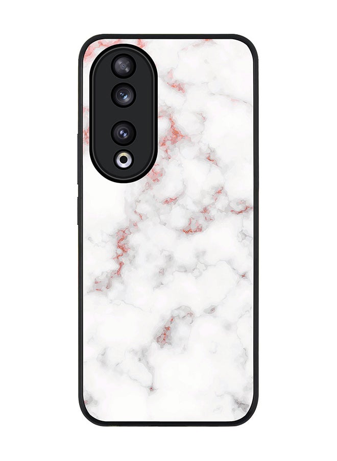 Stylizedd Rugged Black edge case for Honor 90 5G, Slim fit Soft Case Flexible Rubber Edges Anti Drop TPU Gel Thin Cover -  Marble Print Rose Grey  - Image 1