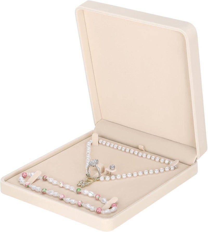 Velvet Jewelry Set Box, Velvet Gift Box for Bracelet Necklace Earring Ring (Apricot)