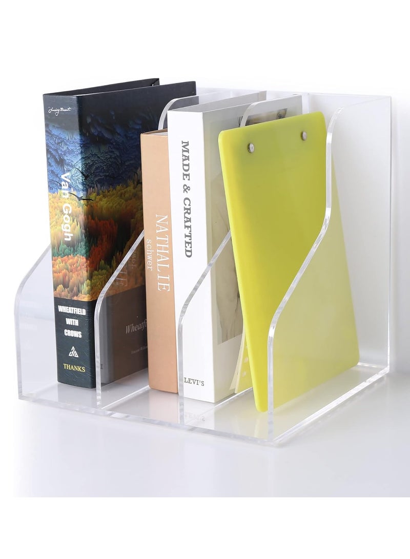 Maxsafe Desk Organizer, Acrylic Magazine Rack, Book Stand, File Holder for Office Organization and Accessories - Clear, 3 Vertical Slots, 1 Pack (3 Slot V) - Image 1